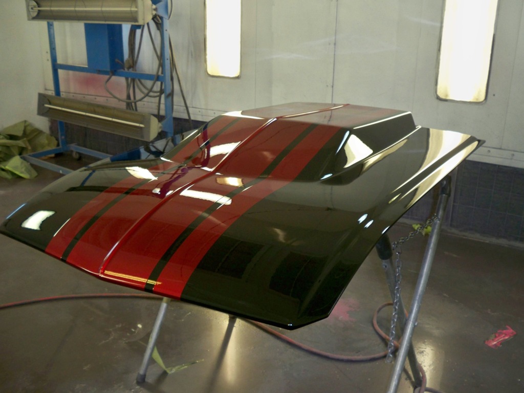 Finished carbon-fiber hood painted and ready for installation