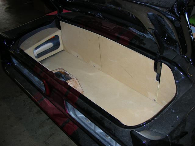 Custom trunk layout with nitrous cylinder mock-up