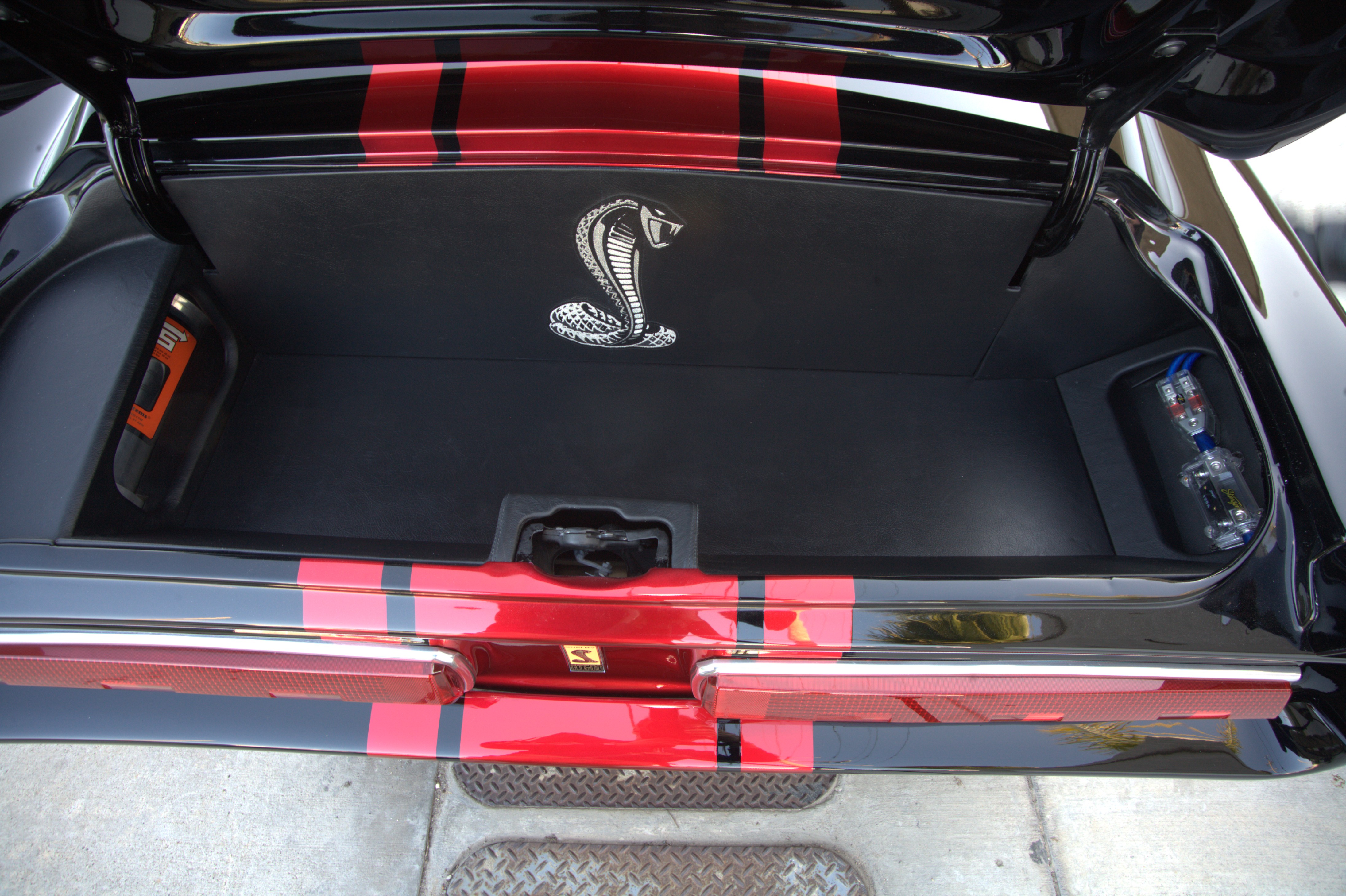 Finished leather trunk with custom embroidery