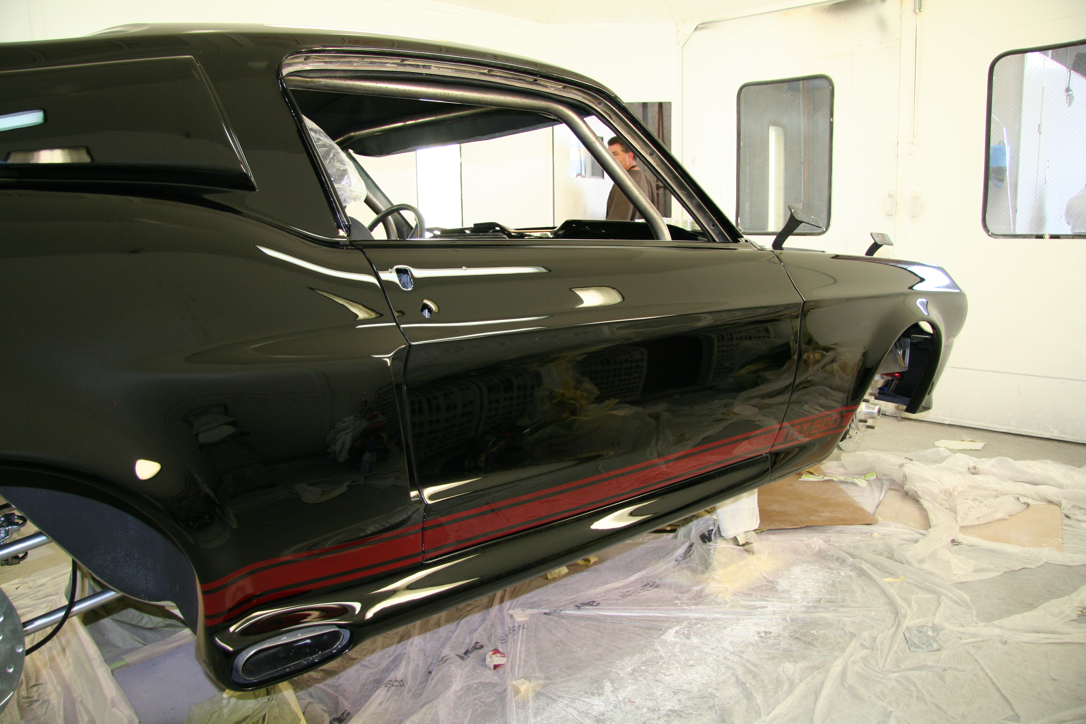 Candy red side stripes applied